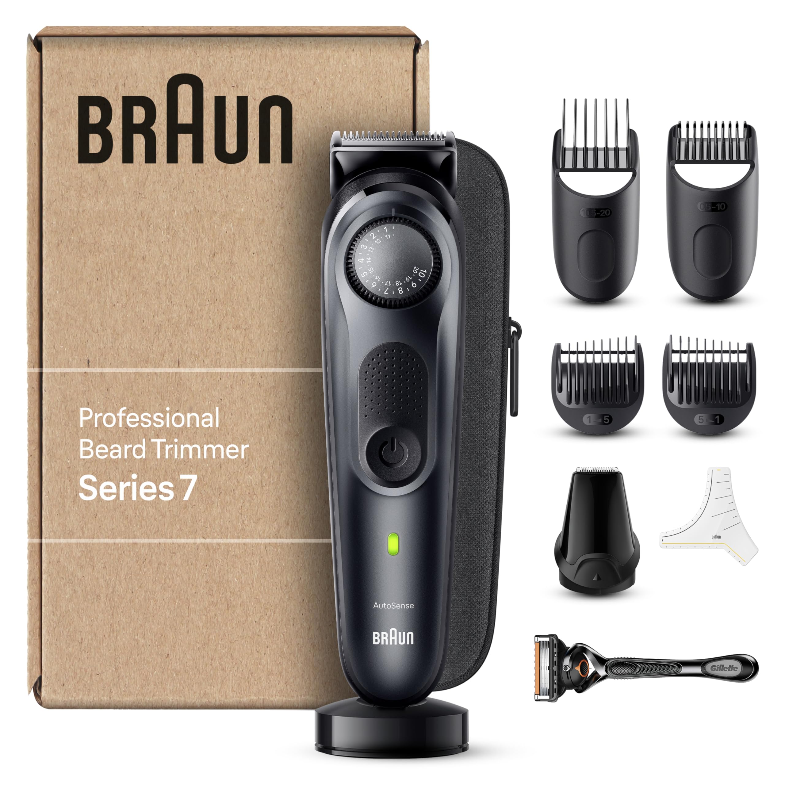 Braun Recortadora De Barba Series 7 BT7441, Máquina de afeitar, Recortadora Con Accesorios De Barbero Y 100 Minutos De Autonomía