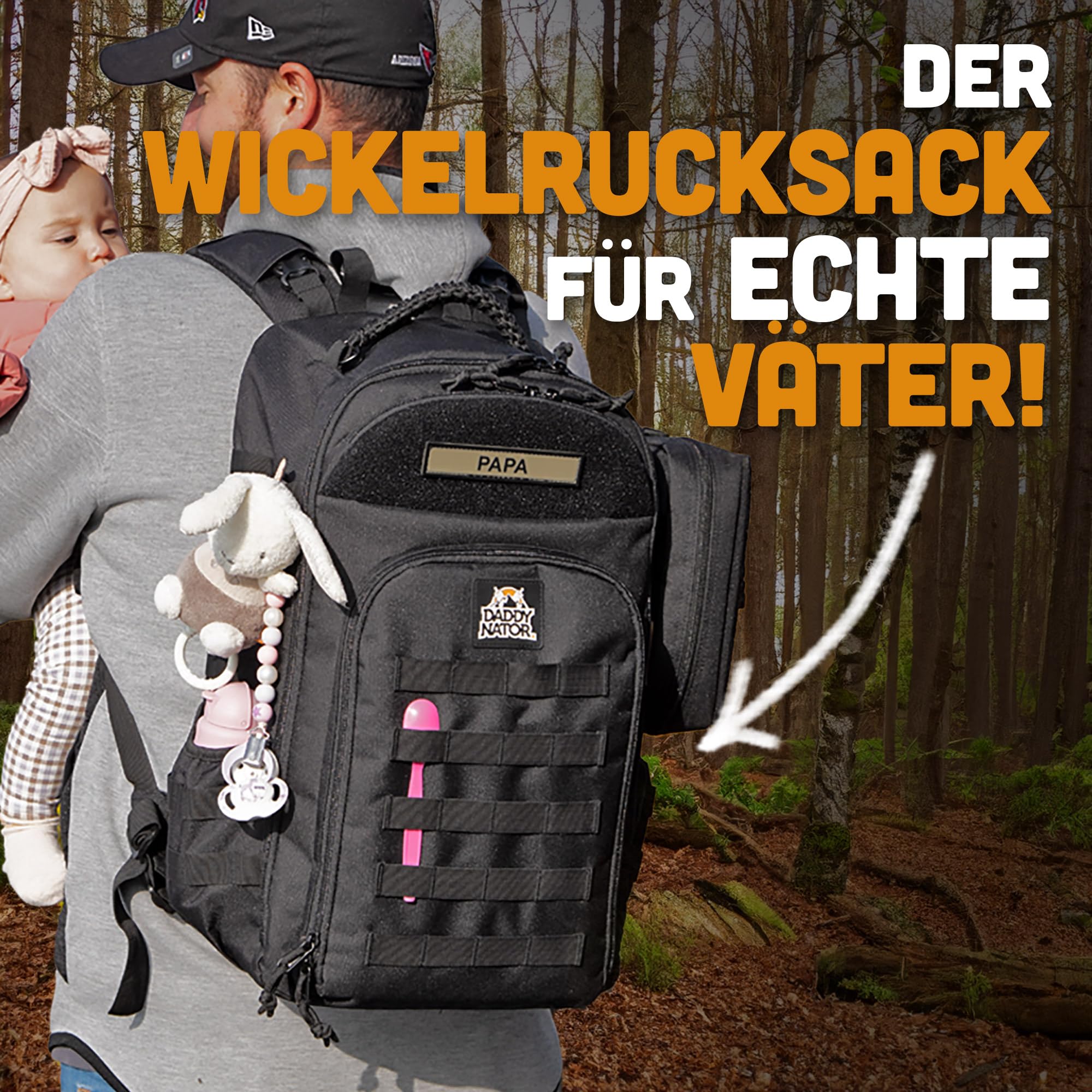 BIG Arnold Sac à dos à langer pour papas avec matelas à langer avec organiseur pour lingettes humides et organiseur pour accessoires | Ensemble complet, Noir , BIG ARNOLD