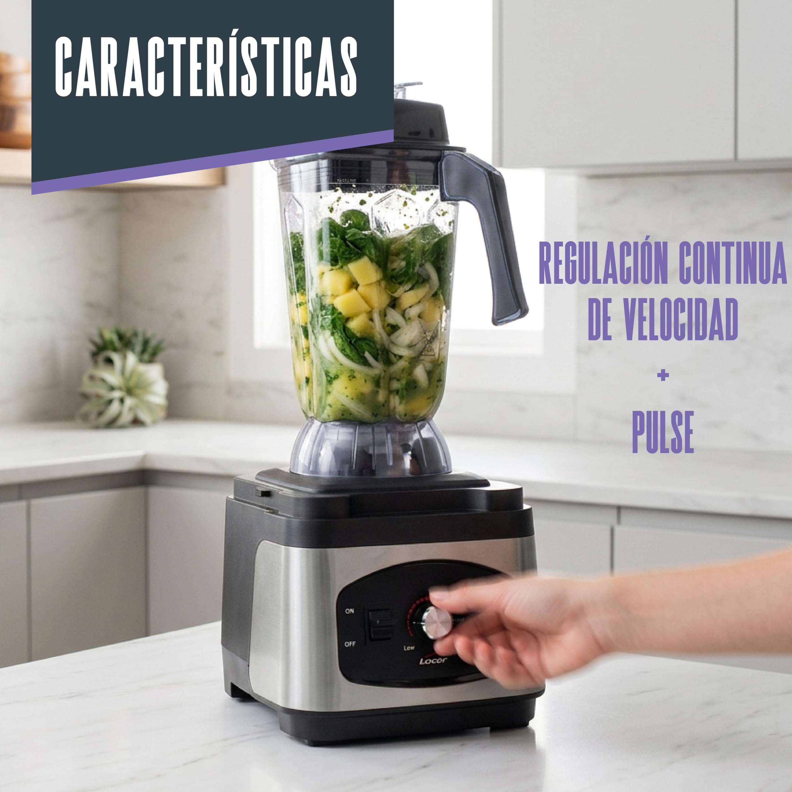 LACOR - 69595 - Batidora Profesional Mixplorer de Alto Rendimiento, 1680W, 2,5 L, Tritán BPA Free, 23.000 rpm, 6 Cuchillas de Acero Inoxidable, Trituradora de Hielo, Frutas Congeladas y Frutos Secos