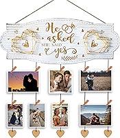 Vista 7 de Yudarte Regalos de compromiso de boda para mujeres, novia futura – Pizarra romántica de pared con pinzas y cordel para parejas recién comprometidas