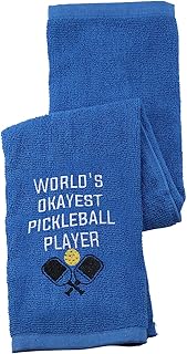 Pickleball Towel World's Okayest Pickleball Player Embroidered Sports Teem Hand Towel Gift for Pickleball Player (World's Okayest Pickleball)