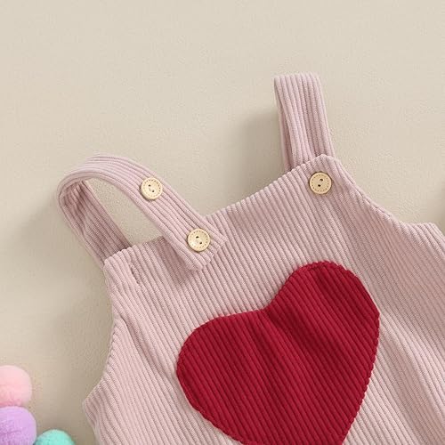 Miniatura 5 de SOLILOQUY My First Valentines Day - Mameluco de pana sin mangas para bebé niño y niña, traje de primavera