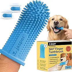 Jasper Escova de dentes para cães 360º – Design ergonômico – Cerdas completas para limpeza fácil para cães, gatos e animais de estimação – Conjunto de 2, azul claro