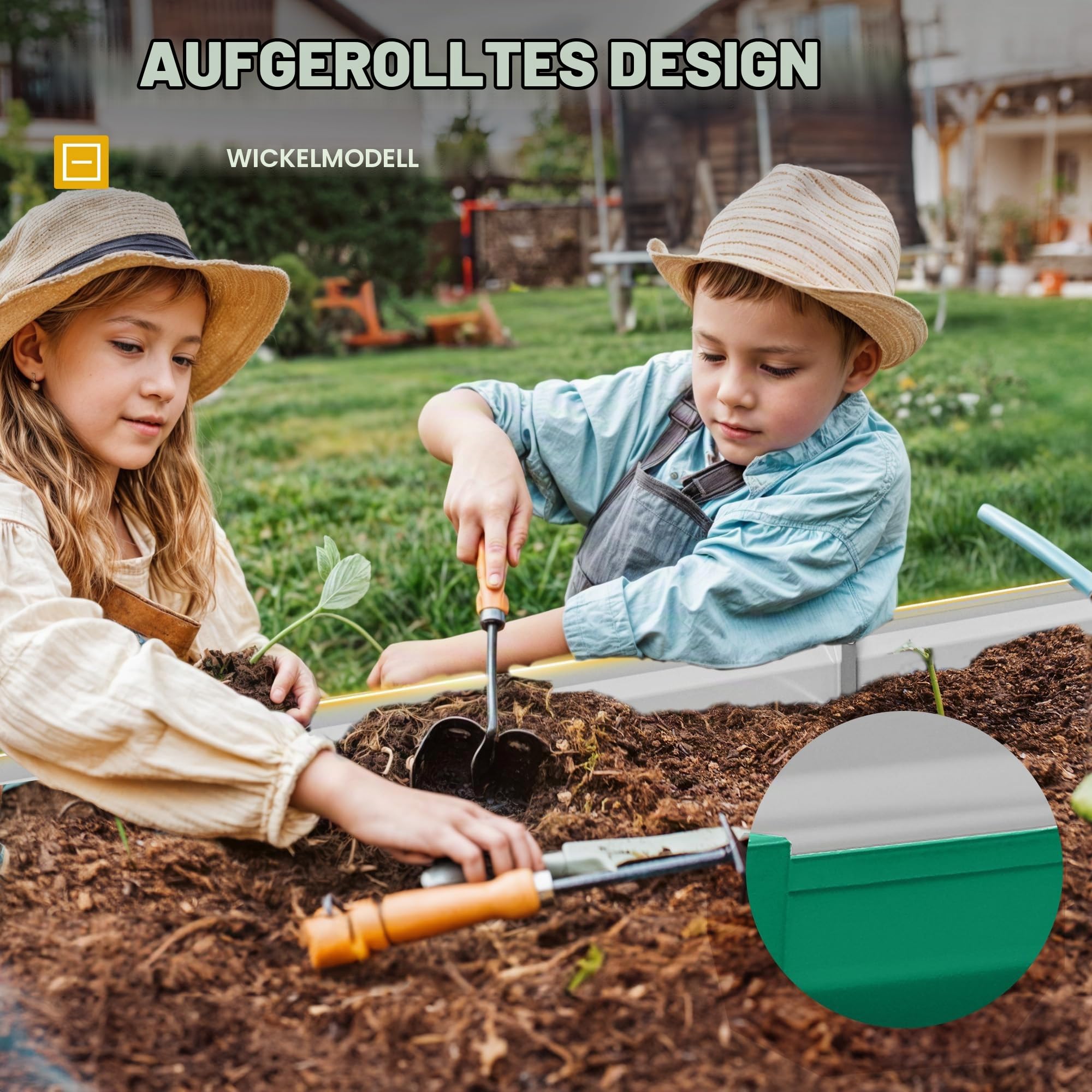 DWVO Hochbeet Metall 180x90x60cm mit Handschuhen, Gartenhochbeet aus Stahl, Rostfrei & Wetterfest, Stabiles verzinktes Beet mit Sicherheitsgummi für Gemüse Blumen Obst, Grün