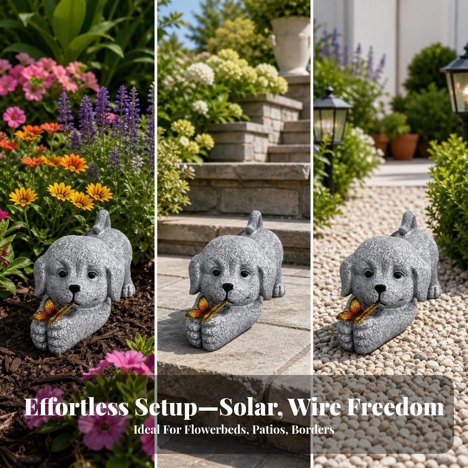 Statuetta a Forma di Cane Effetto Pietra | Ornamento da Giardino per Cani con, Impermeabile, Statuetta con, Prato, Patio, Sentieri