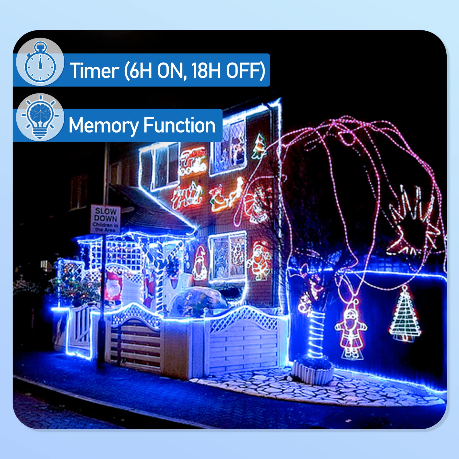 Fiqops Manguera LED Exterior, 30m Tubo LED Impermeable, Led Manguera de Luces, LED Luces de Tira con Enchufe, para Decoración e Iluminación Jardín-azul