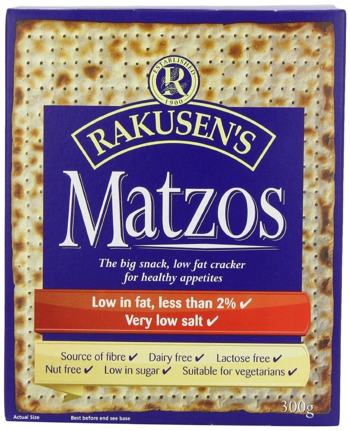 Rakusens Traditional Matzos 300g (Pack of 6)