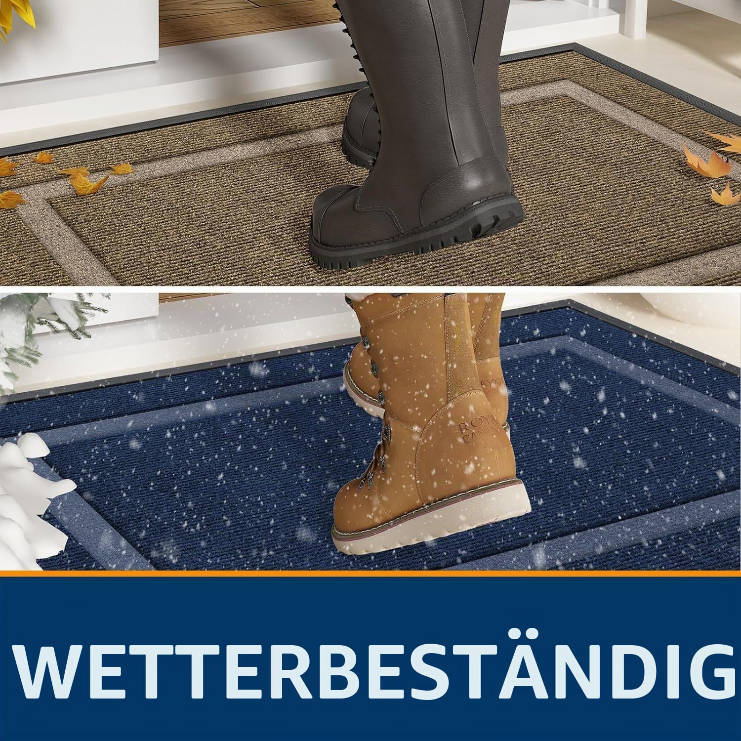 Homaxy Fußmatte außen und innen, rutschfest Schmutzfangmatte, Waschbar Fussmatte, pflegeleicht robust Fußabtreter für Haustür, Eingang, Balkon, Garten(80X120cm, Grau)