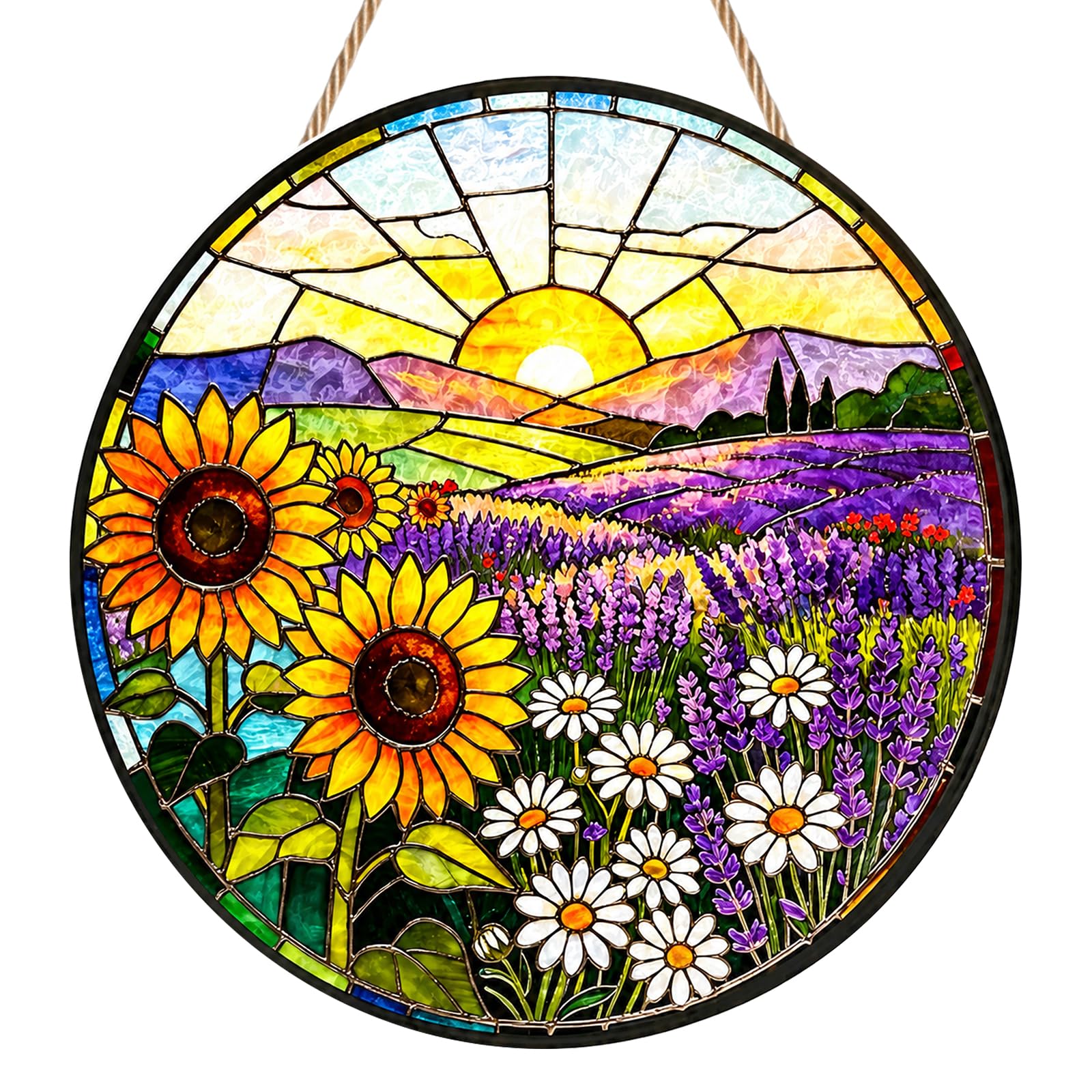 Sunlit Flower Sea Sun Catcher, Weather-Resistant Suncatchers for Windows, Gardens and Courtyards Decor, Romantic Hanging Ornaments with Chain, Gift for Family, Friends and Neighbors