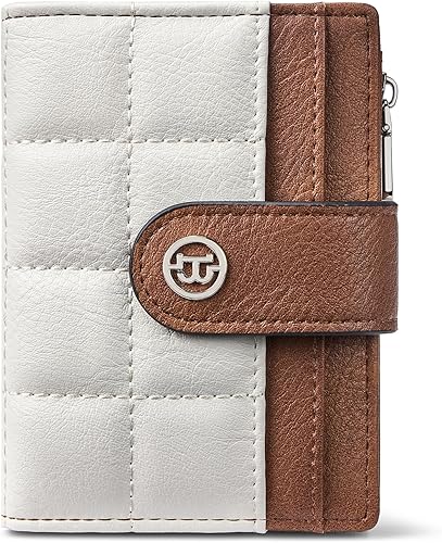 BOSTANTEN - Cartera pequeña para mujer de cuero con bloqueo RFID, tarjetero plegable compacto con cremallera y bolsillo para monedas, Pequeña,