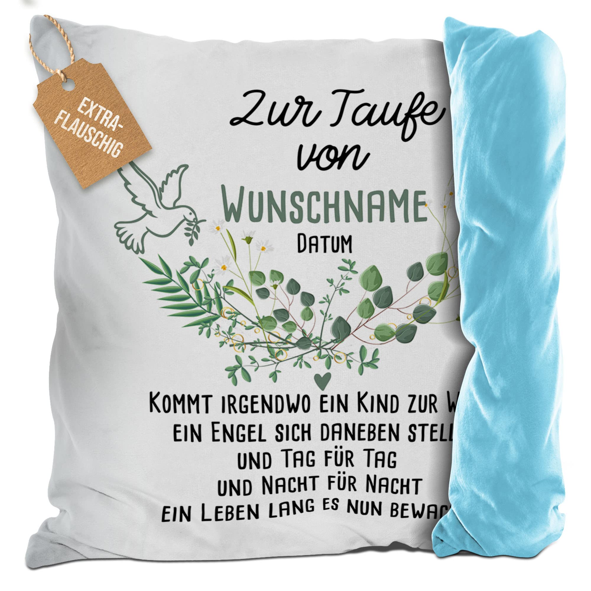 Personalisiertes Taufkissen Mit Name & Datum - Flauschiges Geschenk Zur Taufe Mit Fuchs Motiv