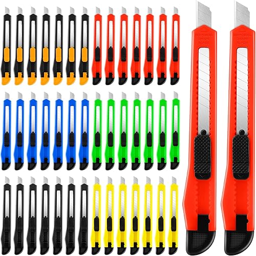 Miniatura 1 de TIFICAL Paquete de 42 cortadores de caja retráctiles, cuchillo de utilidad de hoja a presión de 0.354in, cuchillo de afeitar con diseño de