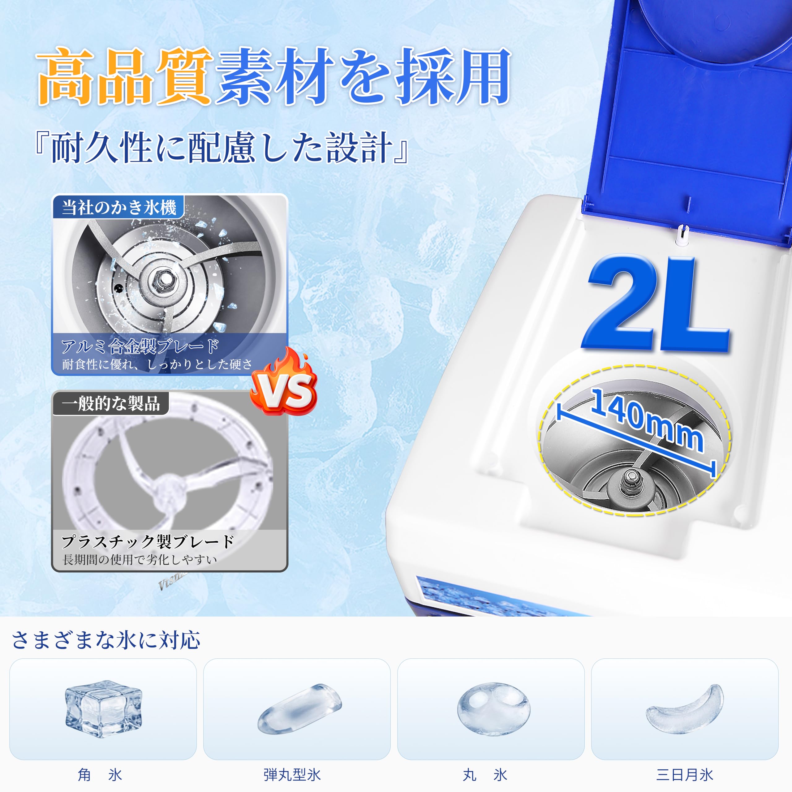 Amazon.co.jp: 電動かき氷機 業務用 アイスクラッシャー 2Lホッパー