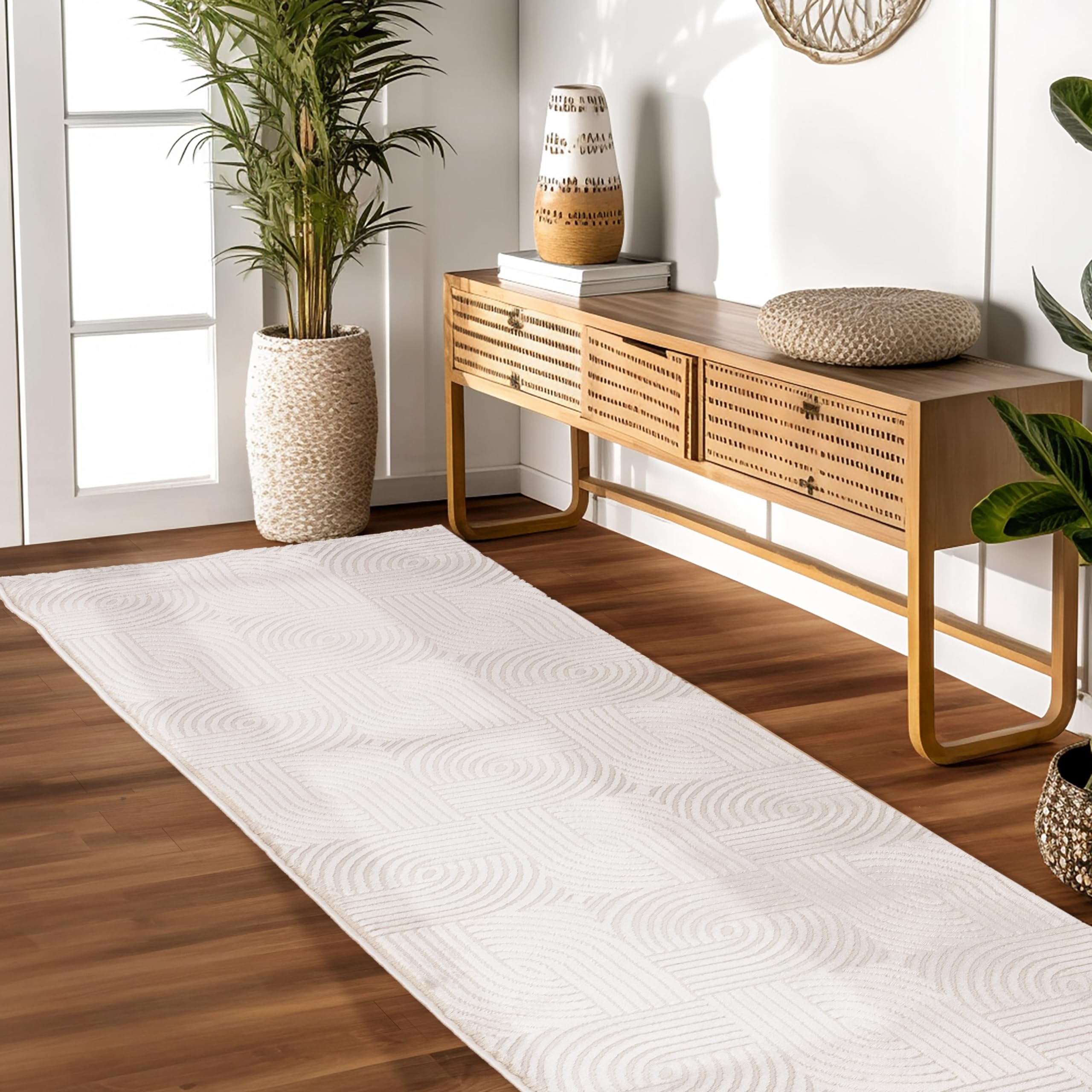 Carpettex Moderne Tapis Salon Tapis Chambre Nature 240 x 340 cm - Tapis à Poils Courts, Effet 3D Style Scandinave, Motif bohème scandinave Doux et Moelleux - Tapis Cuisine Moquette Salle de Sejour