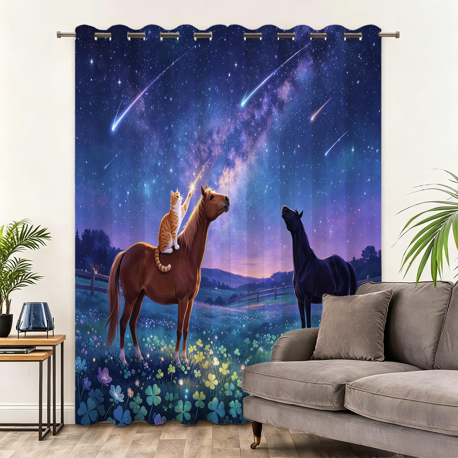 Blackout Curtains with Printed 29.5 x 65 Inch 2 Panels, Navy Blue