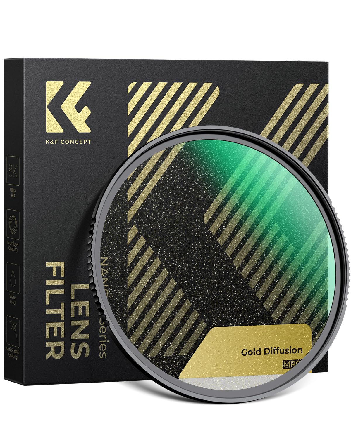 Amazon | K&F CONCEPT 77mm 1/4 ゴールドミストフィルター レンズ