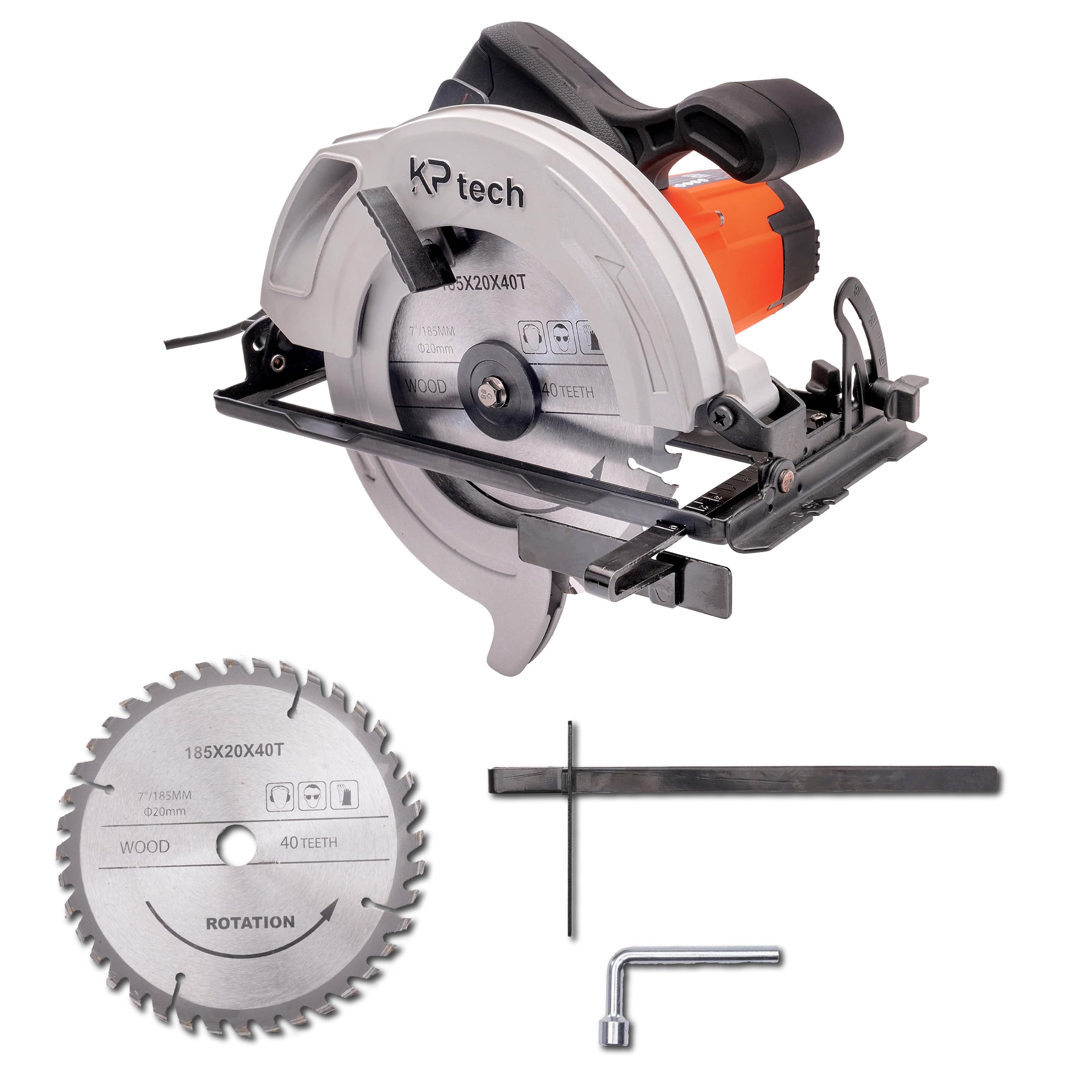 KP Tech CS185 1400W 7"/185mm Electric Wood Cutting Circular Saw, Copper Armature, 5800 RPM With Cutting Angle & Cutting Depth Adjustment along with 185mm 40T Blade for Home Furniture & Wood Working (B0D8FPQ5R2) Amazon Price History, Amazon Price Tracker