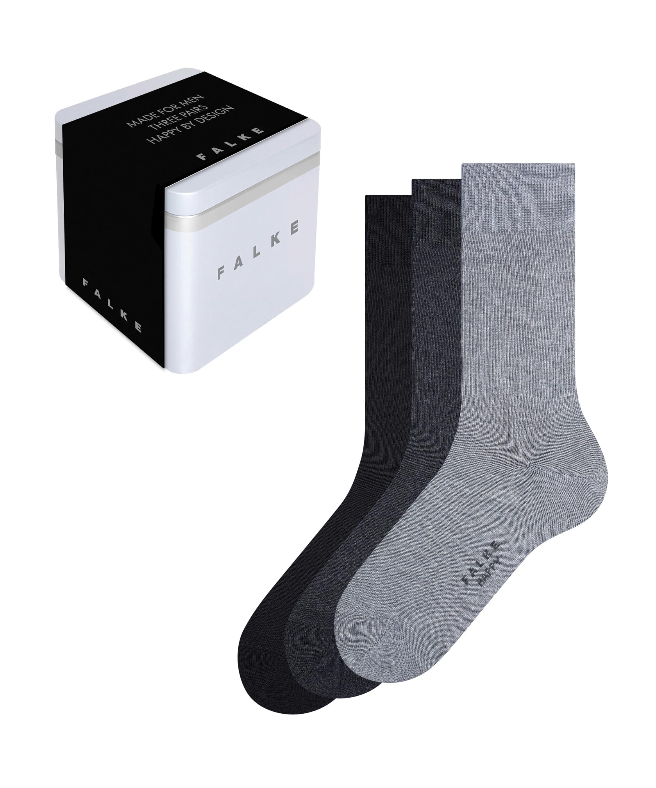 FALKE Men's Happy Box Uni Multipack M So Cotton Plain Socks 3 Pairs, Multicolor Sortiment 0030, 8.5-11