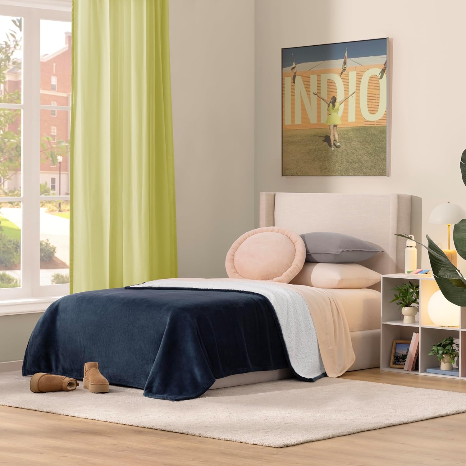 UGG Nita Twin/Twin XL Blanket Fleece Fluffy Reversible Soft Fuzzy Bedding Cozy Big Plush Warm Oversized Blanket Machine Washable Bedroom Decor for Dorm or Bed, 60-inch x 90-inch, Navy Blue - Image 2