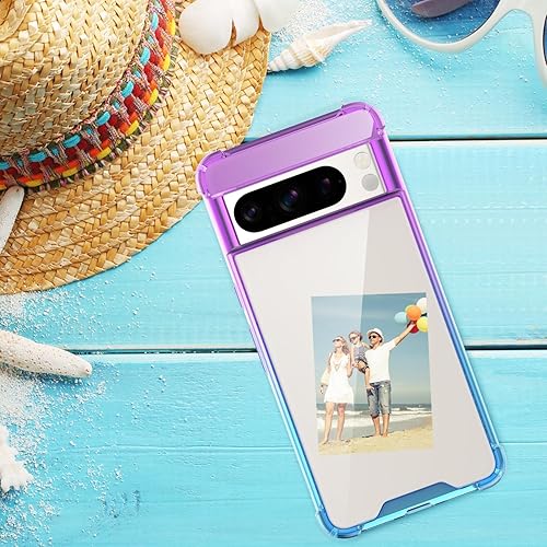 Miniatura 3 de SALAWAT Funda para Google Pixel 8 Pro, funda transparente con bonito degradado para teléfono, TPU reforzado, parte trasera de policarbonato duro,