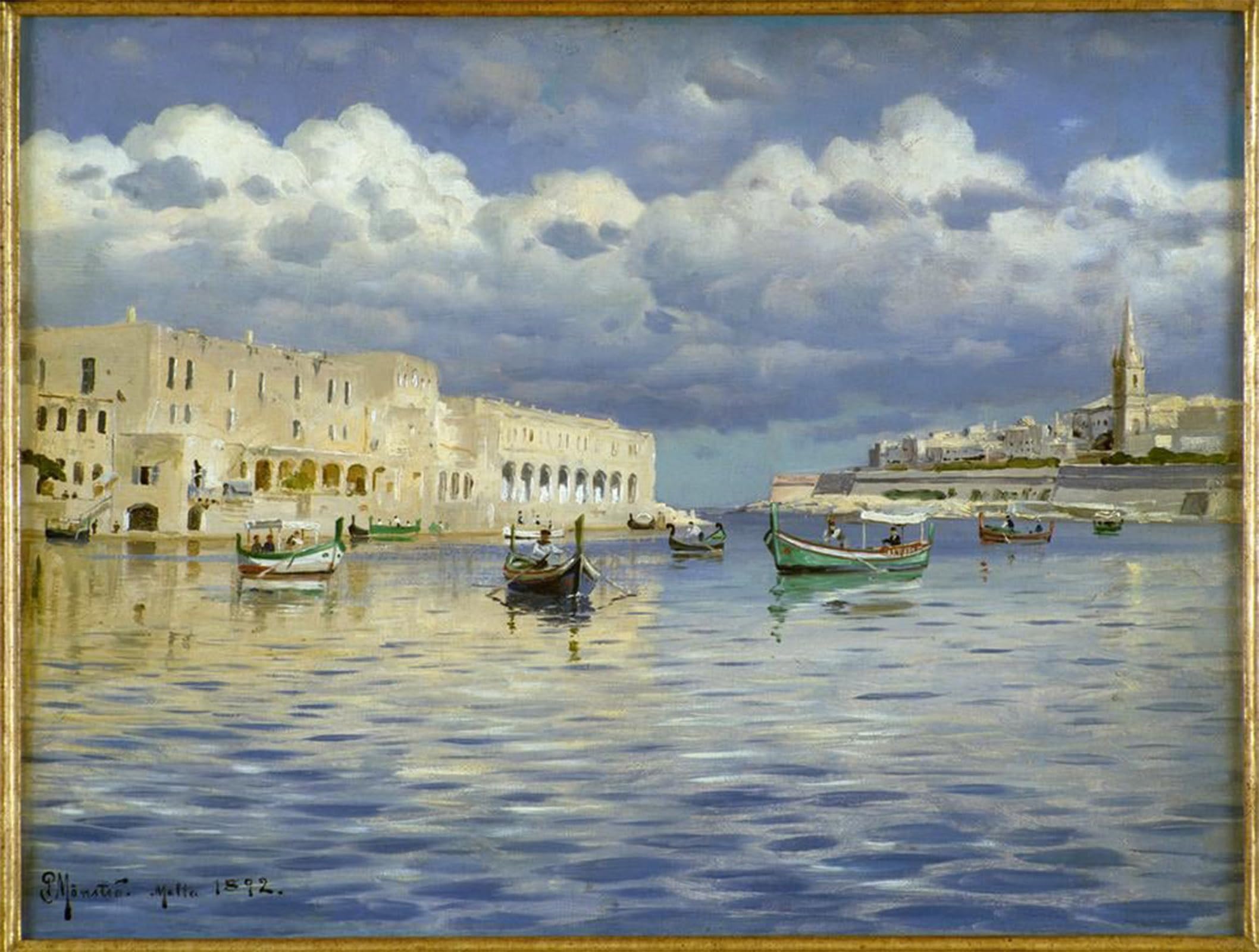 POSTERIIk Famous Modern Artwork Art Mural in the Harbor of Malta by Peder Monsted Oil Paintings Pictures for Home Decor 60x90cm