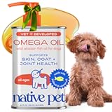Native Pet Omega 3 Fish Oil for Dogs & Cats - Promotes Healthy Skin&comma; Shiny Coat&comma; & Strong Joints - Made with Wild Alaskan Salmon Oil for Dogs – Tasty&comma; Fast-Absorbing Omega 3 6 9 Liquid Supplement- 8oz