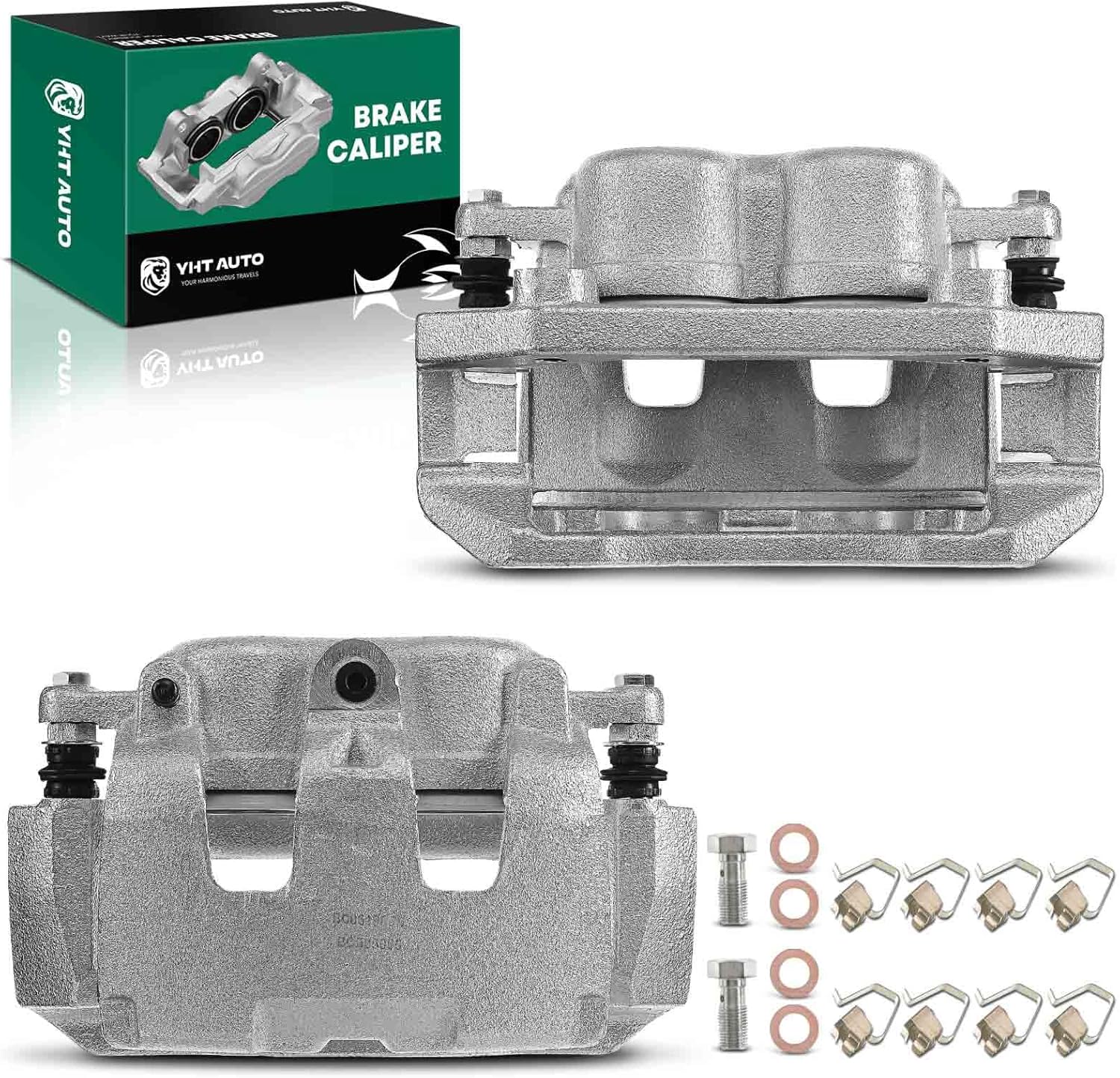 YHTAUTO Set of 2 Front Disc Brake Calipers with Bracket Replacement for Chrysler Dodge Ram Models, Dakota 2009-2011, Durango Aspen 2007-2009, Ram 1500 2009-2018, Ram 1500 Classic 2019-2023