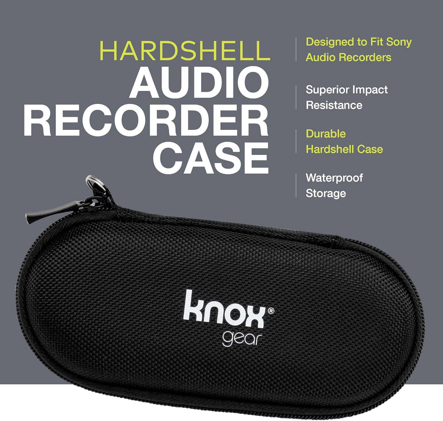 Knox Gear Recorder Case - Small Hard Case with Zipper & Inner Storage Pouch - Fits Sony UX560 and Most Digital Voice Recorders - Travel Audio Carrying Case for Playback Pocket Recorder & Electronics : Electronics