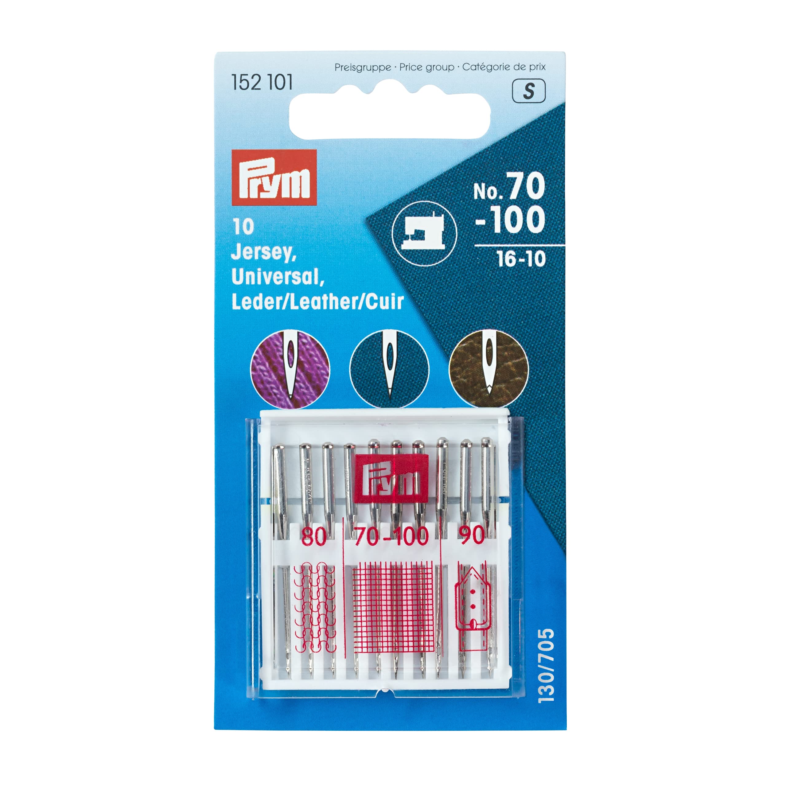 Janome Silver Prym 152101 Sewing Machine Needles Set, Leather, No. 70-100