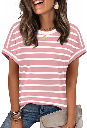 WIHOLL Womens Tops Short Sleeve Shirts Summer Outfits 2026 Spring Dressy Casual Clothes Clothing
