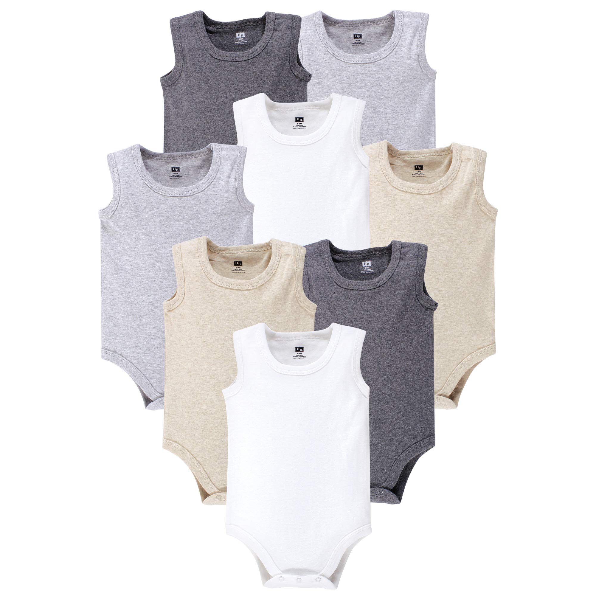hudson baby T-Shirt — zestaw Uniseks - niemowlęta Sleeveless Bodysuits 8 Pack - Heather Gray