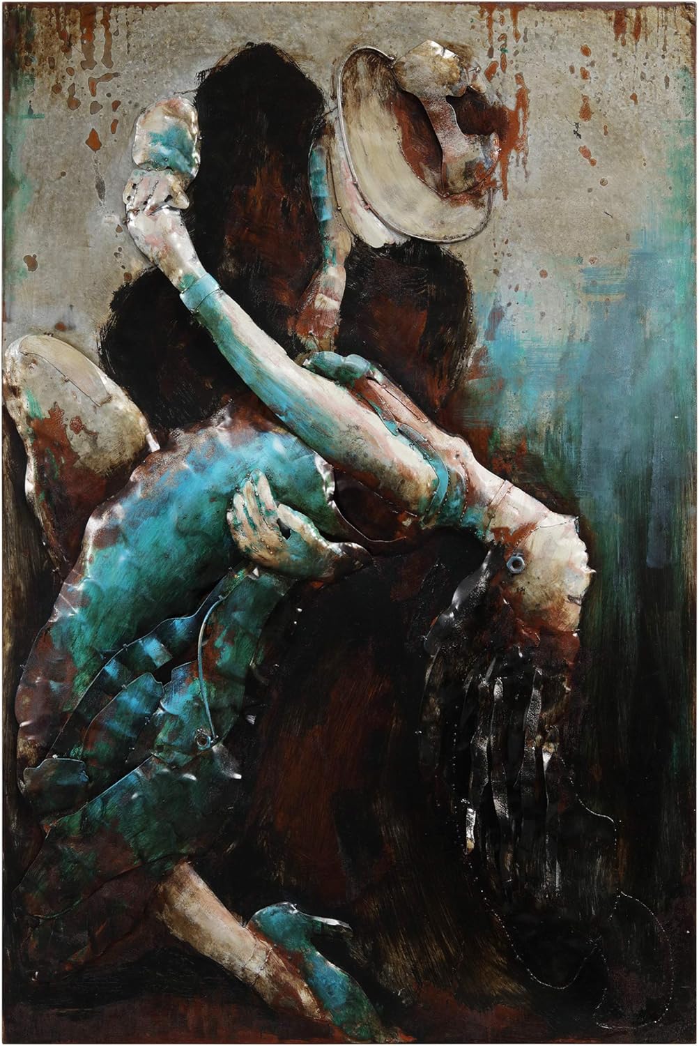 Empire Art Direct Ballroom Dancers Mixed Media Iron Hand Painted Dimensional Wall Art, 48" x 32" x 2.4", Ready to Hang
