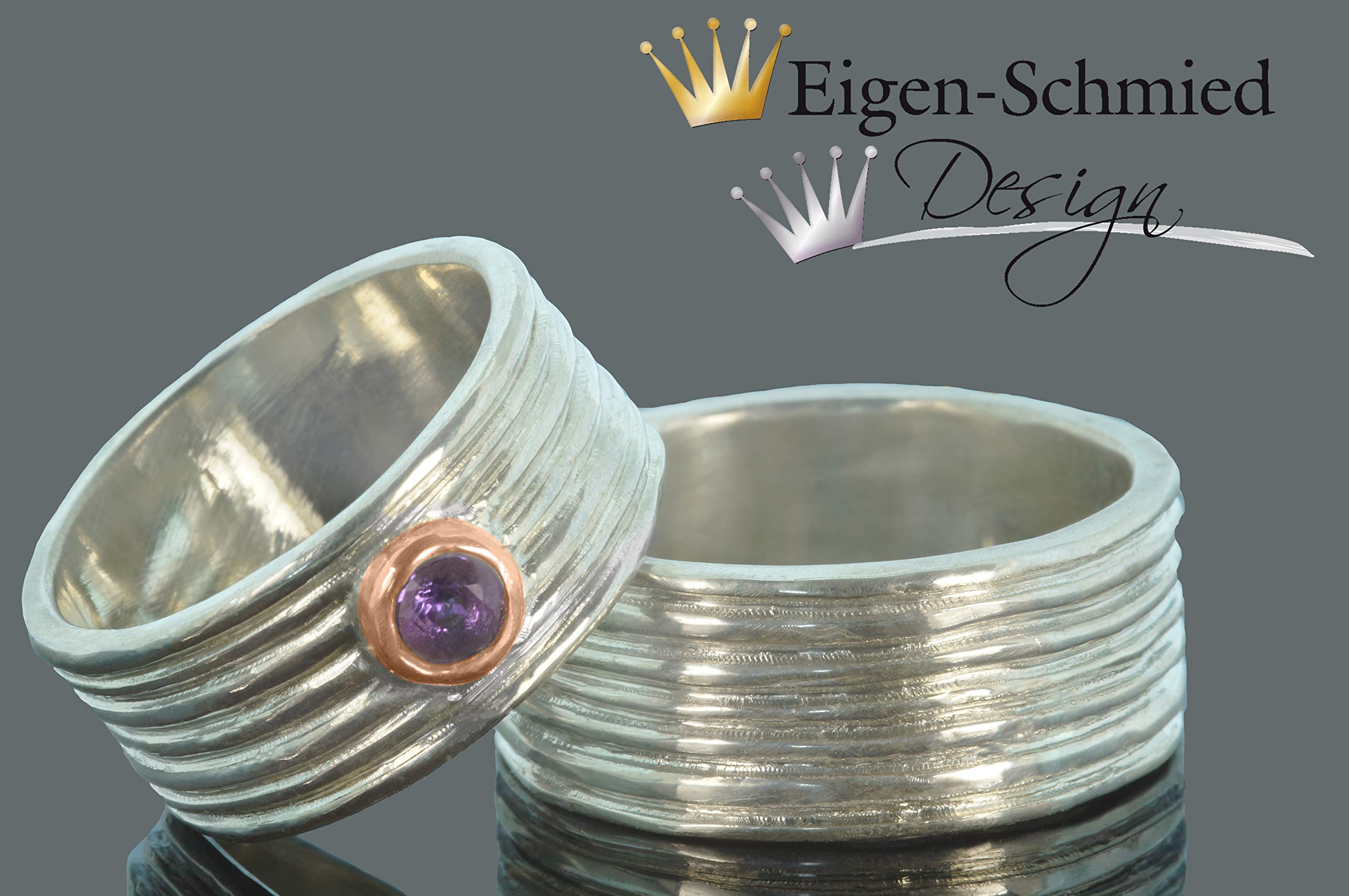 Goldschmiede Silberringe "winding" 925er Sterling Silber mit Rosé-Vergoldung, Trauringe, Verlobungsringe, Freundschaftsringe, Partnerringe, Hochzeit, Verlobung, Silberschmuck, Freundschaft