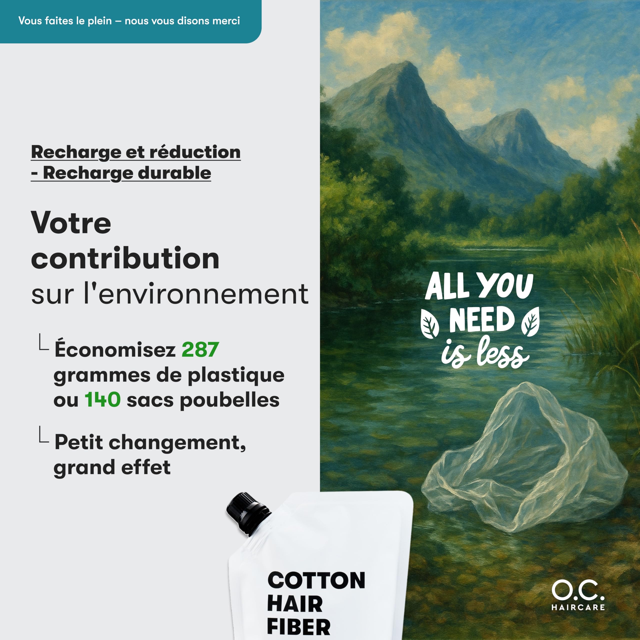 O.C. HAIRCARE Cheveux dispersés pour épaissir les cheveux - Pour les zones chauves en haut et en arrière - Recommandé par les salons - 11 couleurs - Cheveux résistants