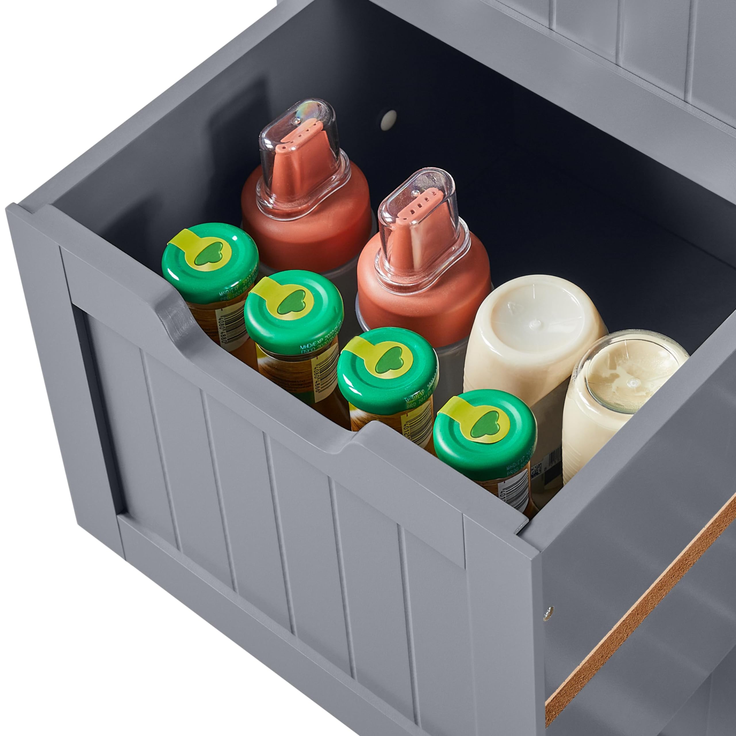 Yaheetech Carrito de Cocina 4 Ruedas Carro de Almacenamiento con 3 Cajones y 3 Estantes Carrito de Servicio de Madera 67 x 37 x 84,5 cm Gris Oscuro