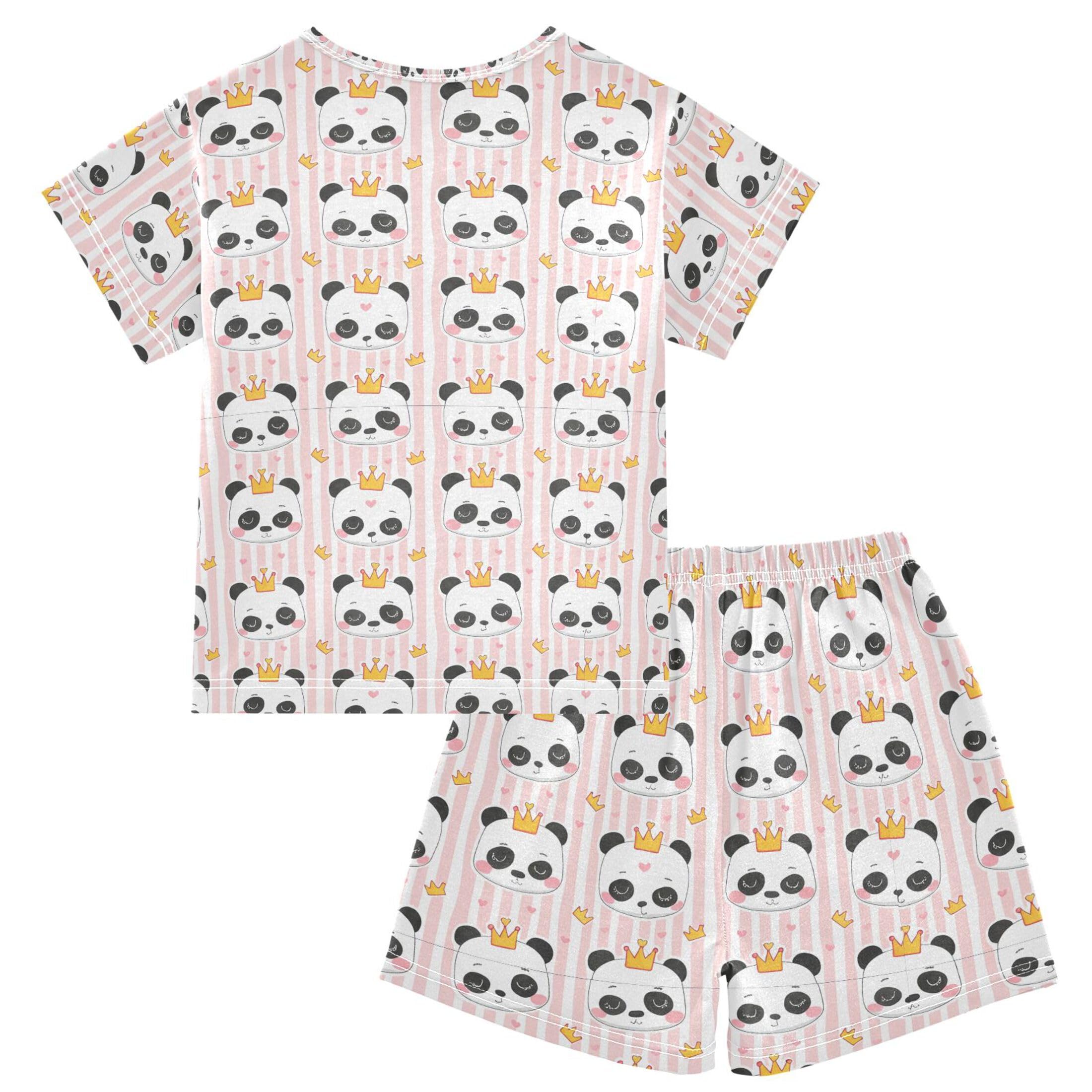 UMIRIKO Cute Panda Summer Short Sleeve Pajamas Sleepwear PJ Set B0404192