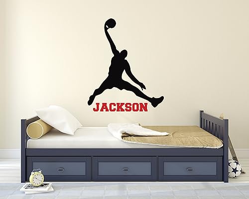 Miniatura 2 de Calcomanías de pared personalizadas con nombre de baloncesto - Decoración de habitación de niños - Calcomanías de pared de guardería - Adhesivo
