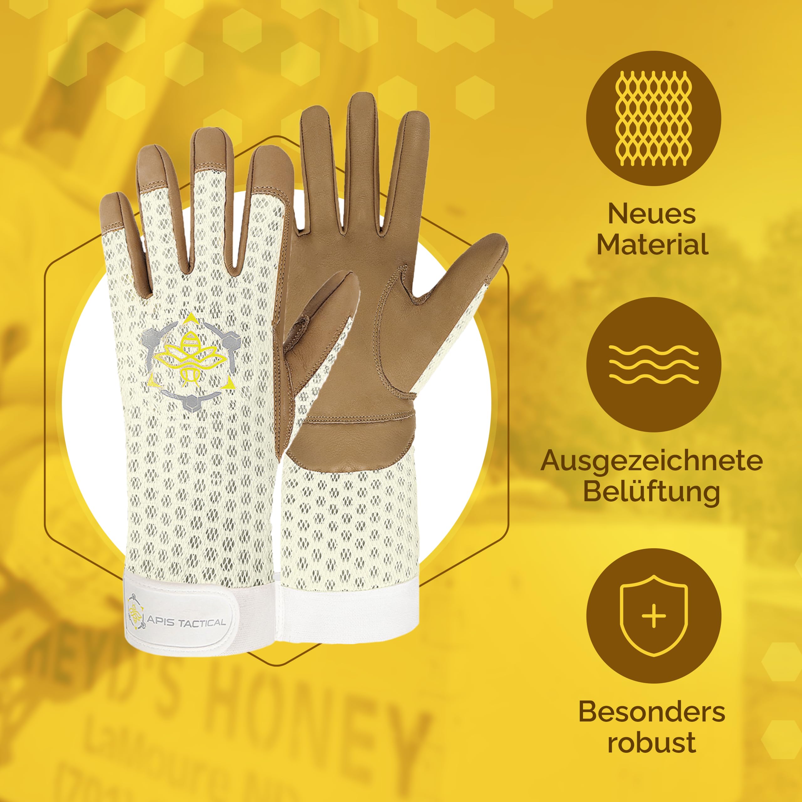 Imkerhandschuhe Rindsleder – Maximaler Stichschutz, Beige, XL | Lange Bienenhandschuhe für Imker | Sehr weich, griffig & atmungsaktiv | Heavy-Duty-Ausrüstung der Profi-Serie für Honigbienen