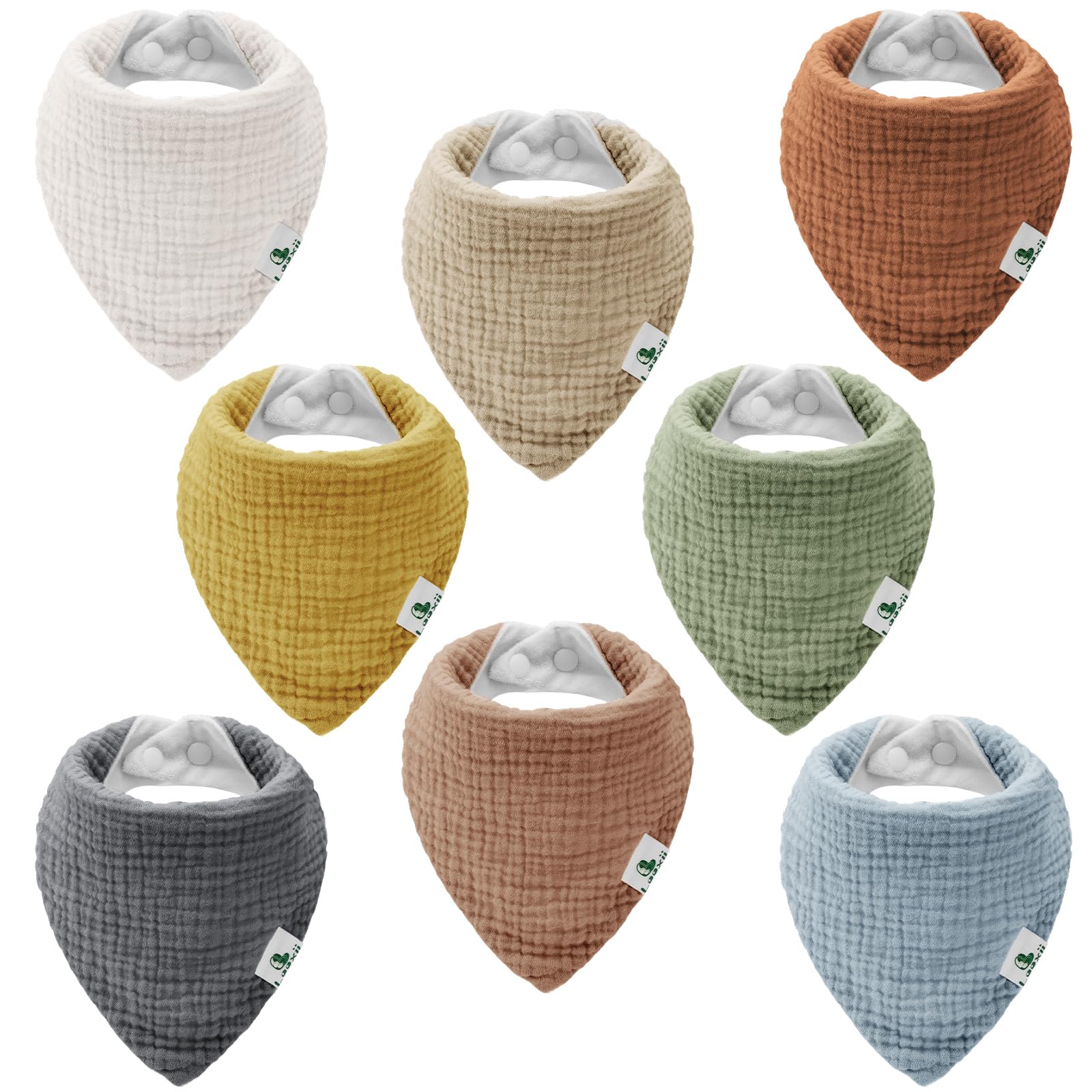 Looxii Lätzchen Baby Dreieckstuch Baby Halstuch 8 Stück Musselin 100% Baumwolle Baby Lätzchen Weich Absorbierende für Junge und Mädchen