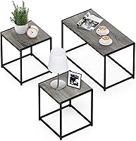 Vista 10 de Furinno Moretti Cube - Estante moderno apilable para mesa auxiliar, roble francés gris