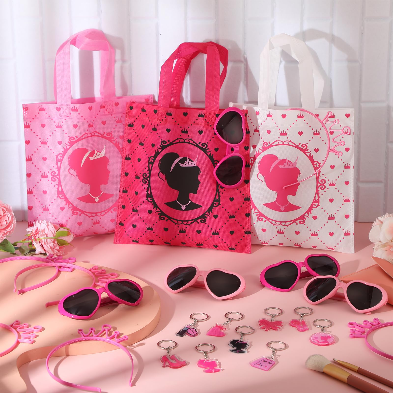 Rotatingpals 180 Pcs Hot Pink Princess Party Favors Kit Pink Princess Party Supplies