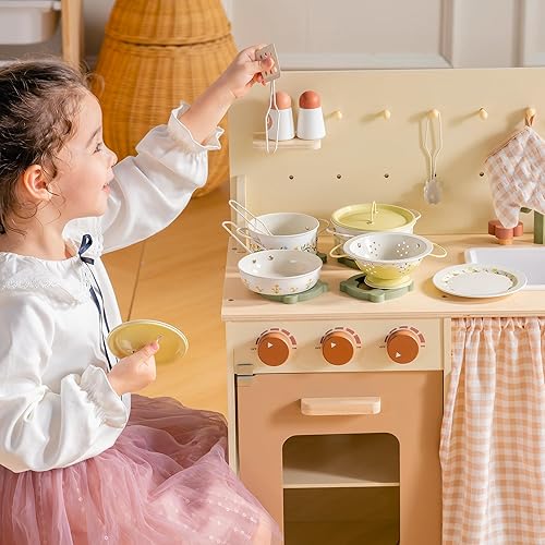 Miniatura 3 de ROBUD Juego de ollas y sartenes para niños, accesorios de cocina para niños pequeños, cocina de simulación, ollas y sartenes de acero inoxidable