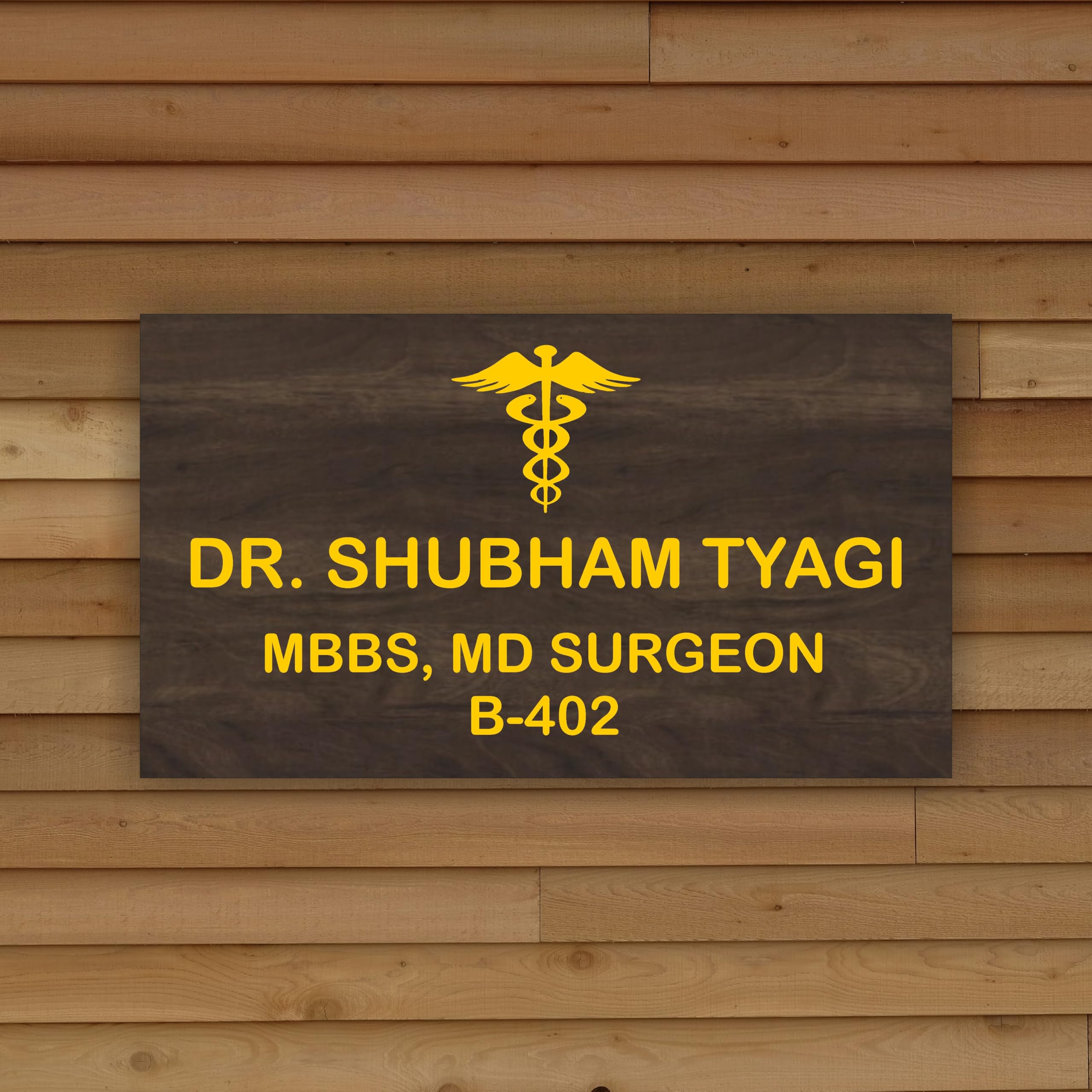 ABAJ Wooden Personalized Name Plate (14 * 8 Inch) for Home Entrance/House Name Board/Custom Door Name Plate with Gold Acrylic 3D Letters/Ideal for Home/Clinic/Store/Shop/Office & Outdoor Use-image-8