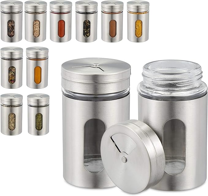 Relaxdays Spice Shaker Set of 12, 3 Dispensing Sizes