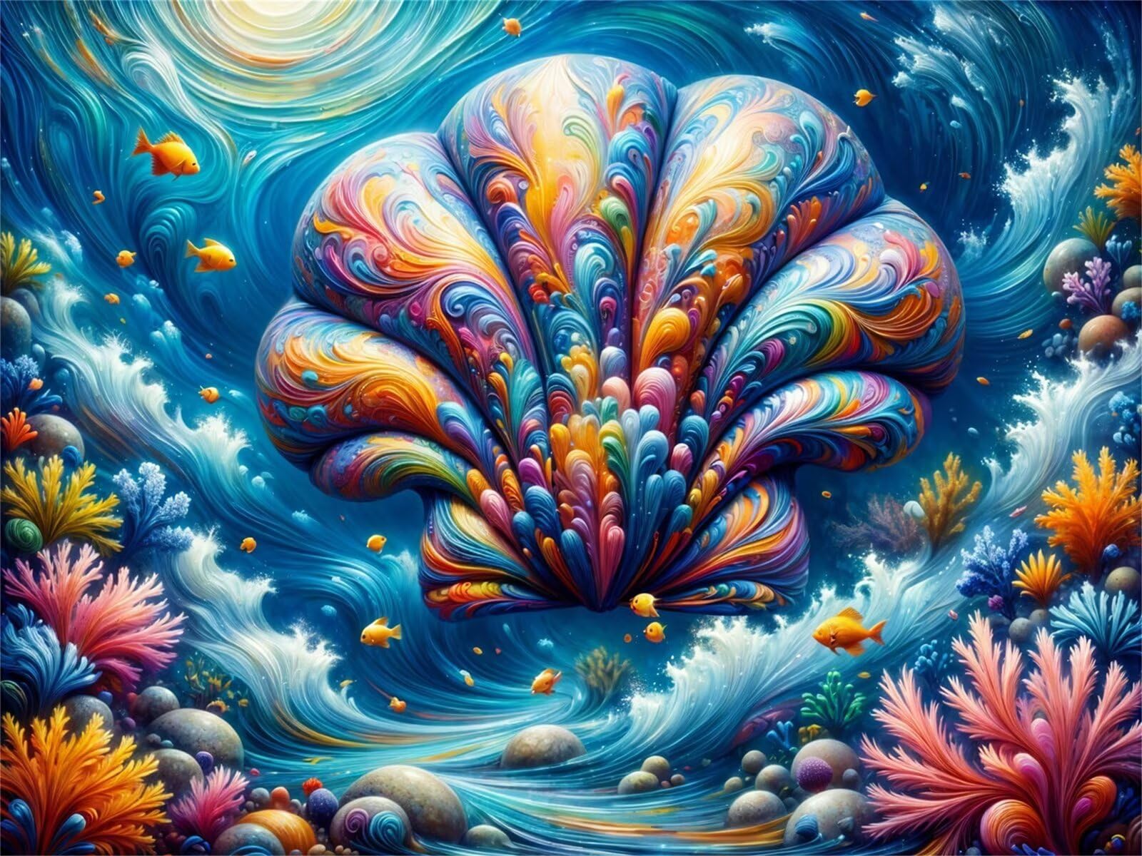 Puzzle de 1500 Piezas para Adultos - Conchas Marinas Colores - Rompecabezas Premium con Reverso de Letras para Clasificación, Regalo de Gama Alta para Aficionados, 87x57 cm