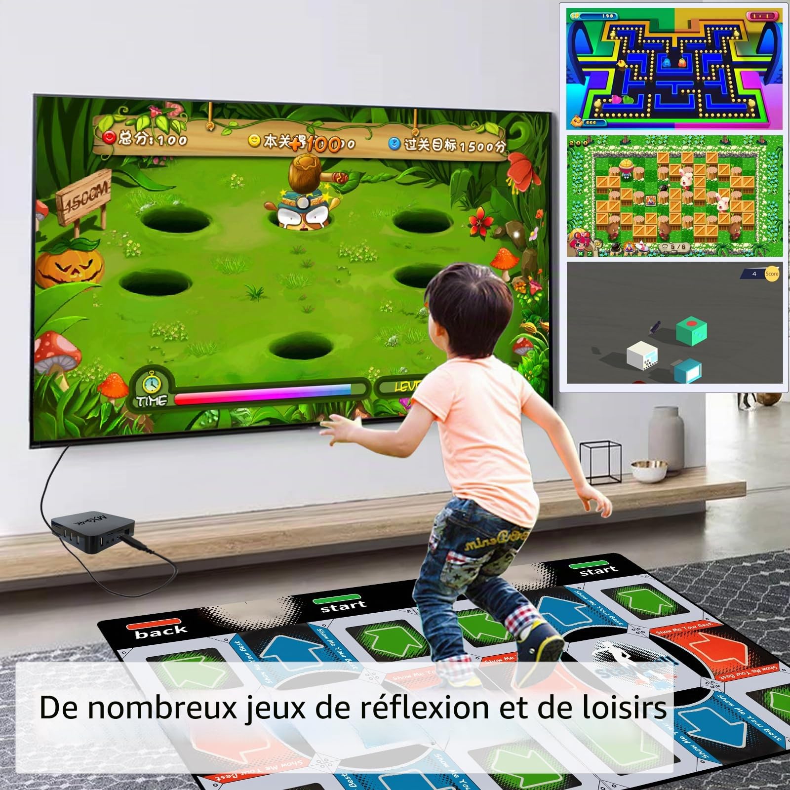 YRPRSODF Tapis de danse pour enfants et adultes, double utilisateur, tapis de danse musical Step pour TV, tapis de danse pour exercice et jeux, cadeaux pour garçons et filles âgés de 3 ans