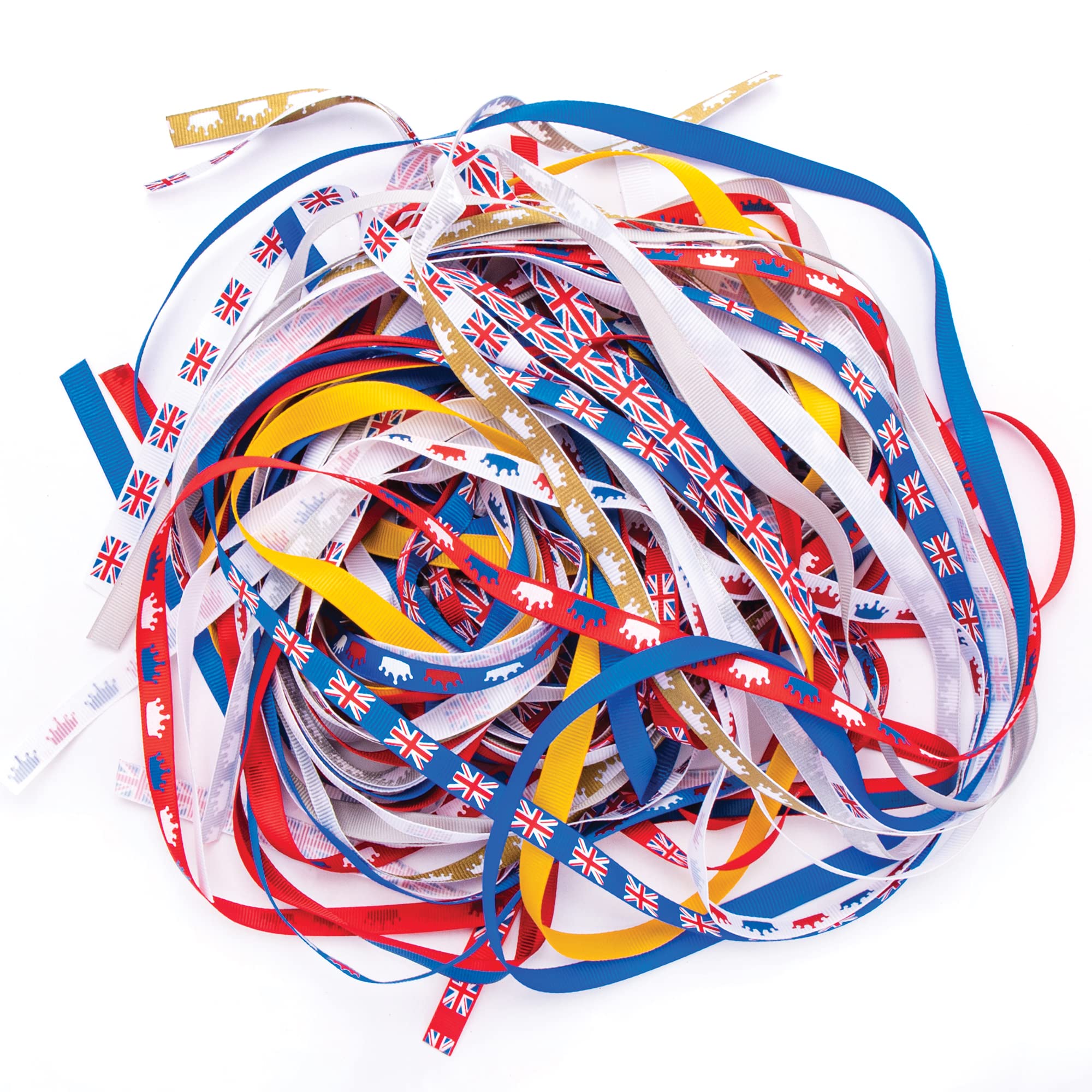 Baker Ross CN141 Red White and Blue Ribbon Value Pack for VJ Day 80th Anniversary - Pack of 15, British Themed Arts and Crafts Supplies