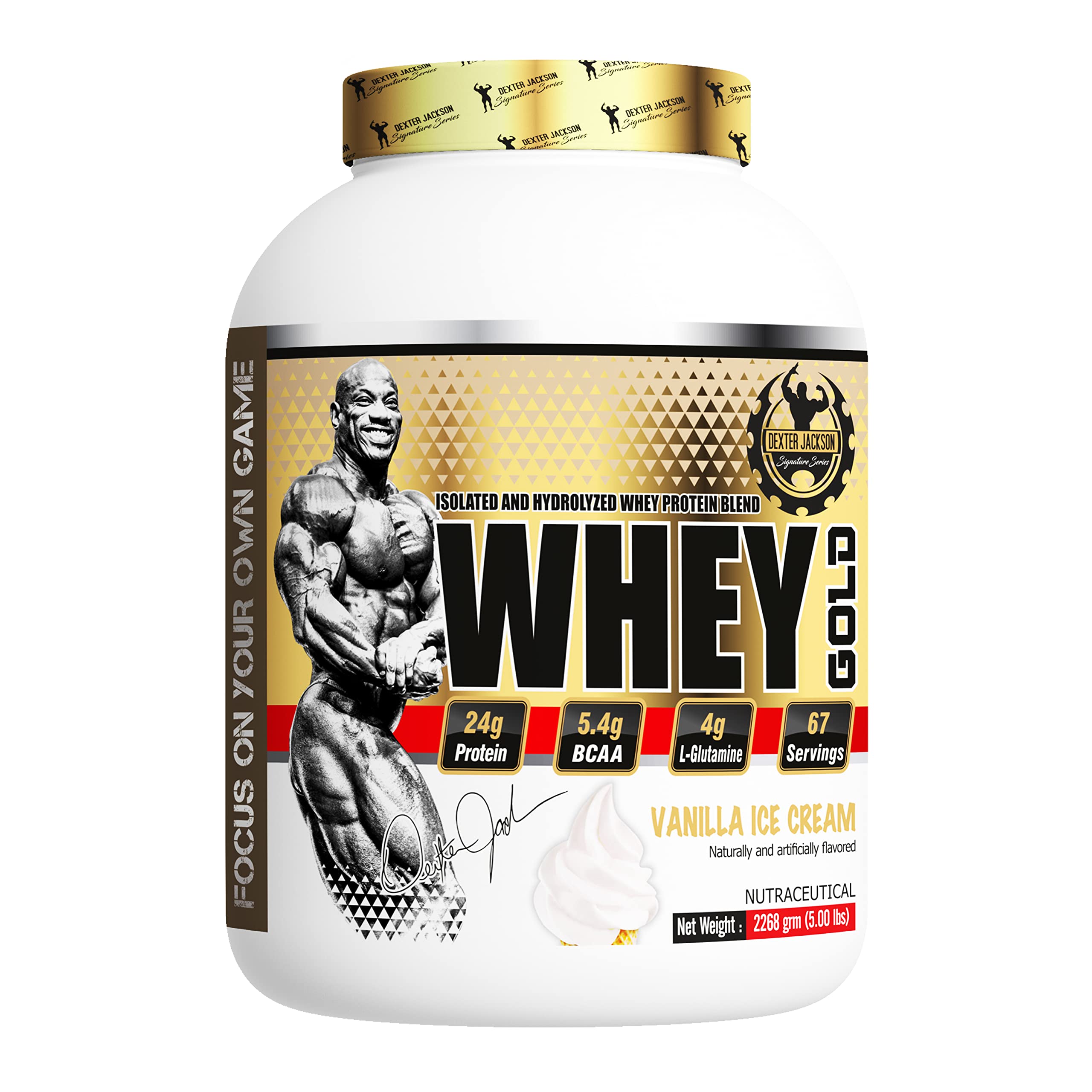 Dexter Jackson Whey Proteins Gold - Vanilla Ice Cream Flavor | 67 Servings, 2268g, 5 lbs | Premium Protein Powder for Muscle Building and Recovery (B0BRFZDGBL) Amazon Price History, Amazon Price Tracker