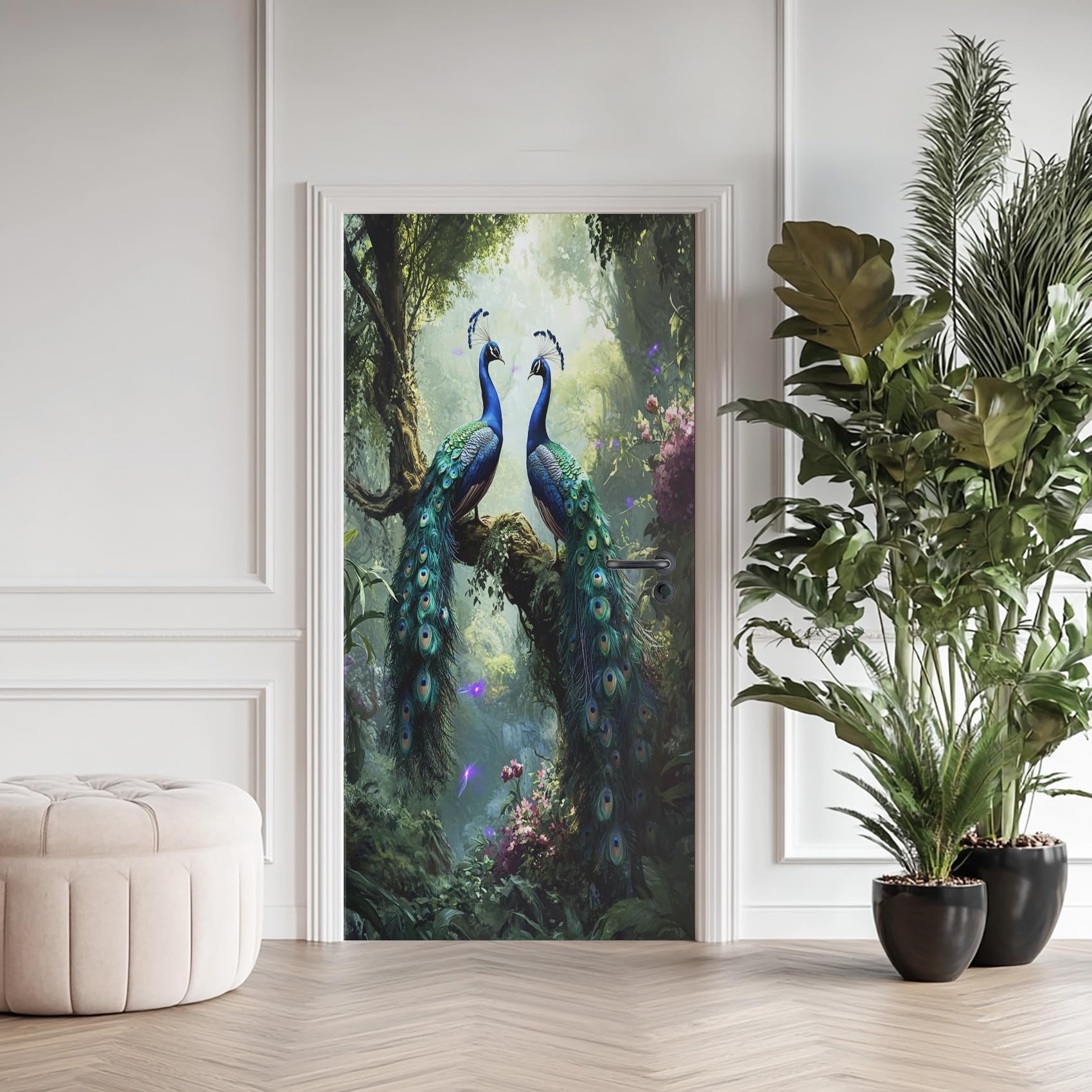 Sticker porte paon en vinyle haut de gamme au design chinois oriental