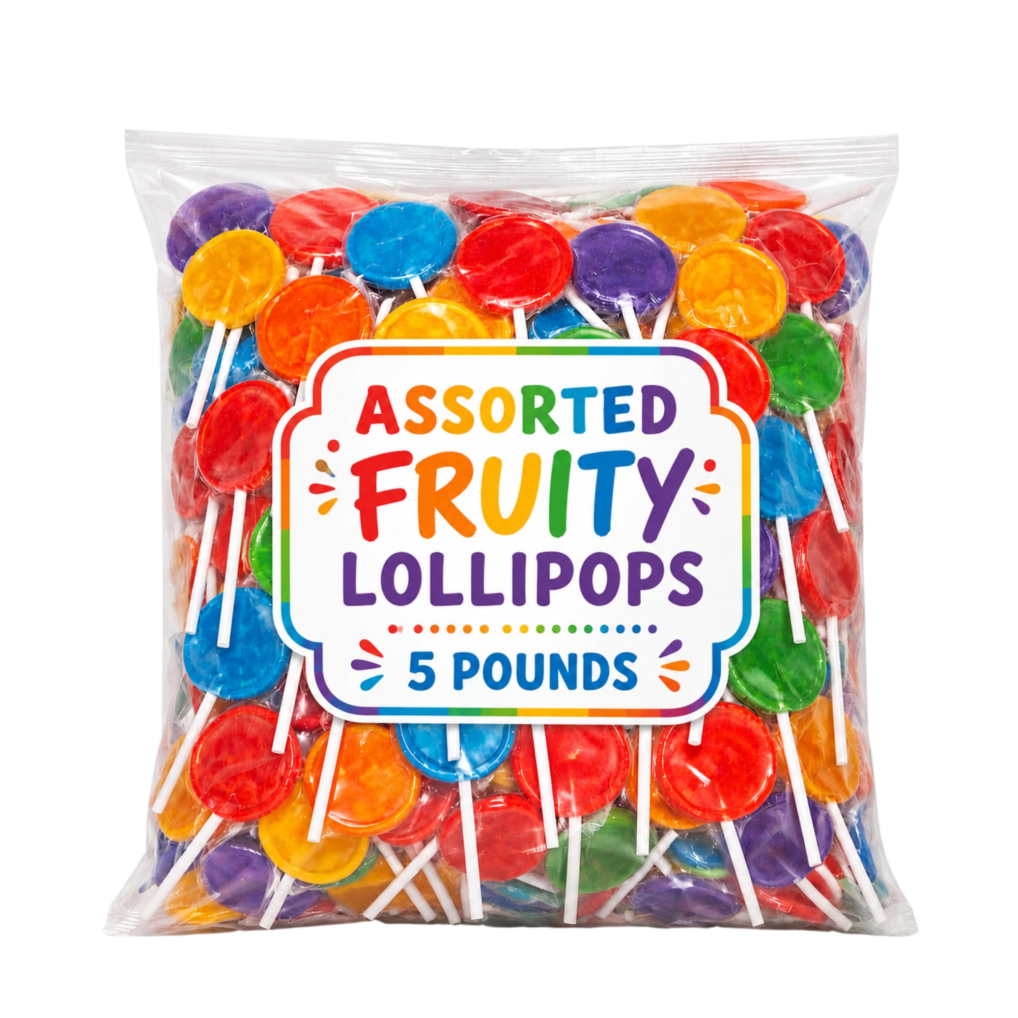 Sherwood Fruit Lollipops Box of 5 lb Assorted 8 - 10 Flavors